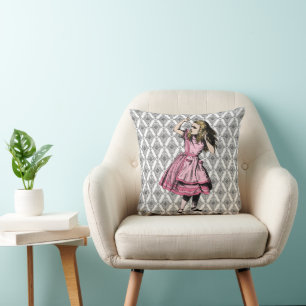Pink Dress Alice Throw Pillow
