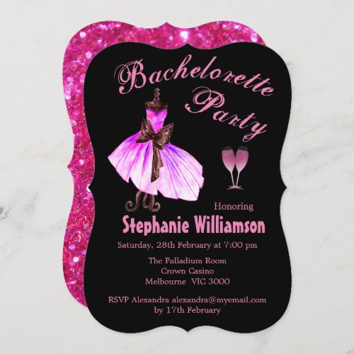 Pink Dress and Glitter Bachelorette Party