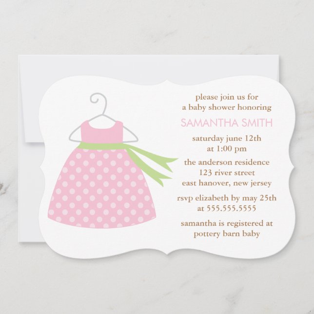 Pink Dress Baby Shower Invitation (Front)