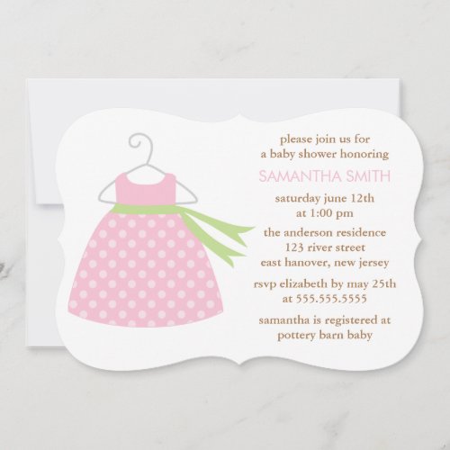 Pink Dress Baby Shower Personalized Invitation