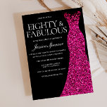 Pink Dress Eighty & Fabulous 80th Birthday Black Invitation<br><div class="desc">Pink Dress Eighty & Fabulous 80th Birthday Black Invitation

See matching collection in our Niche and Nest Store</div>
