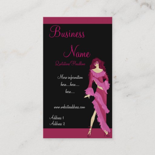 Customizable Pink Dress Fashion Lady Business Cards
