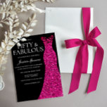 Pink Dress Fifty & Fabulous 50th Birthday Black Invitation<br><div class="desc">Pink Dress Fifty & Fabulous 50th Birthday Black Invitation

See matching collection in our Niche and Nest Store</div>