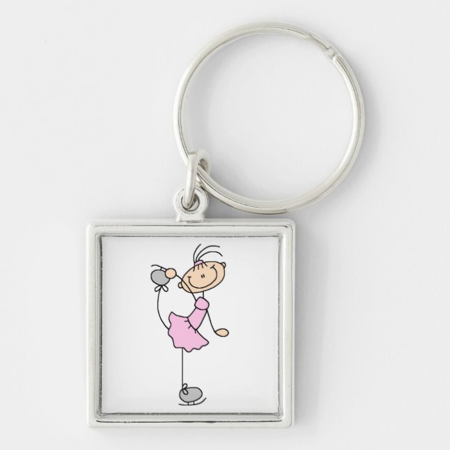 Pink Dress Figure Skater T-shirts and Gifts Keychain (Front)