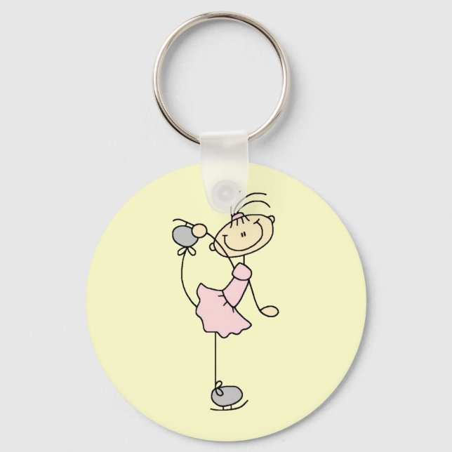 Pink Dress Figure Skater T-shirts and Gifts Keychain (Front)
