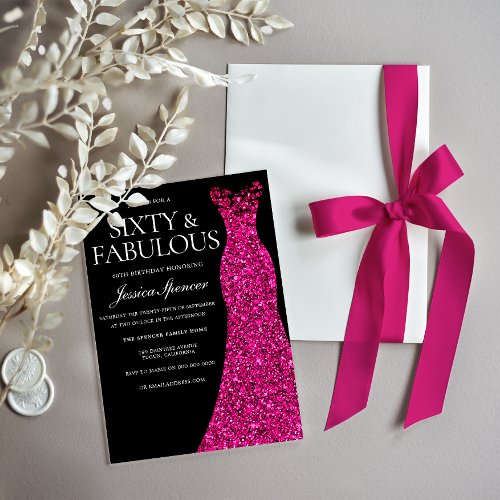 Pink Dress Sixty & Fabulous Black 60th Birthday
