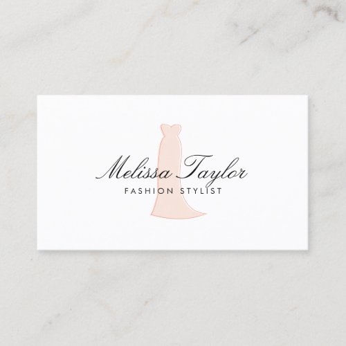 Pink Dress Sketch Fashion Stylist, Boutique Business Card Template