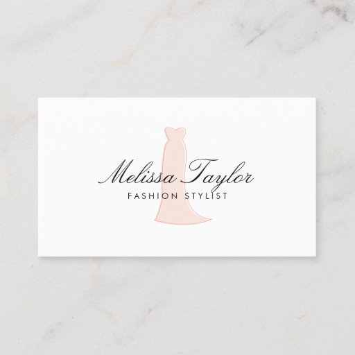 Customizable Pink Dress Sketch Fashion Stylist, Boutique Business Card Template