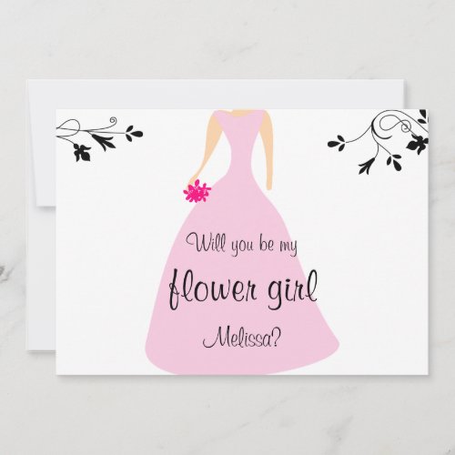 Pink Dress Will You Be My Flower Girl Invitation