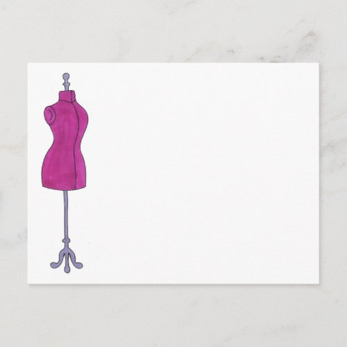 Pink Dressform Fashion Design Sewing Mannequin Postcard