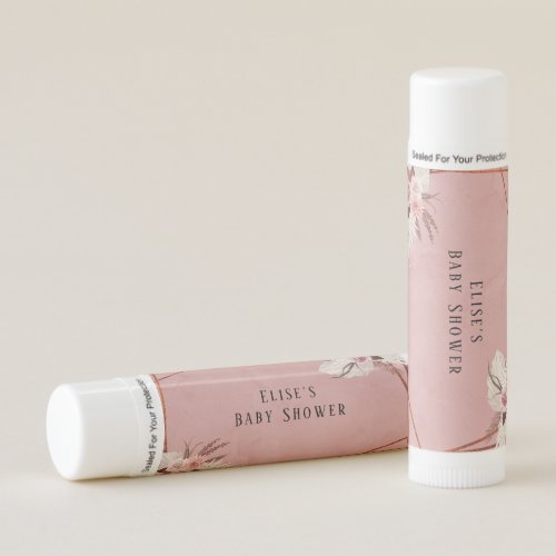 Pink Dried Floral Girl Baby Shower Custom Lip Balm