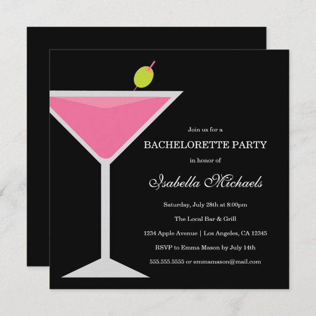 Pink Drink | Bachelorette Party Invitation (Front/Back)