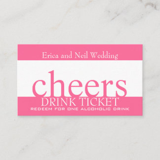 Pink Drink Bar Ticket for Wedding Receptions Enclosure Card