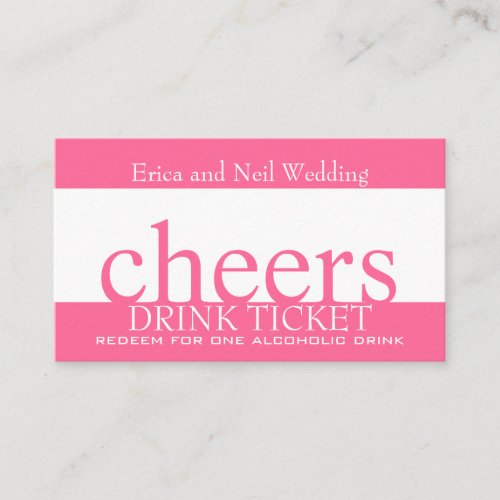 Pink Drink Bar Ticket for Wedding Receptions Enclosure Card