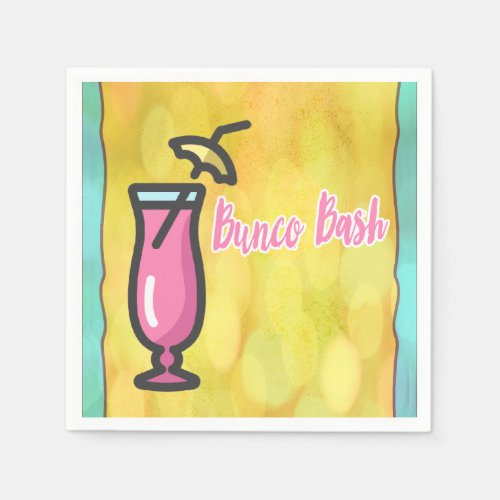 Pink Drink Bunco Bash Fun Cocktail Napkin