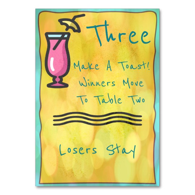 Pink Drink Bunco Table Card #3 (Front)