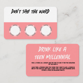 Pink Drinking Game Cards