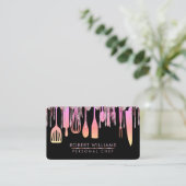 Pink Drip Chef Kitchen Tools Glitter Faux Business Card (Standing Front)