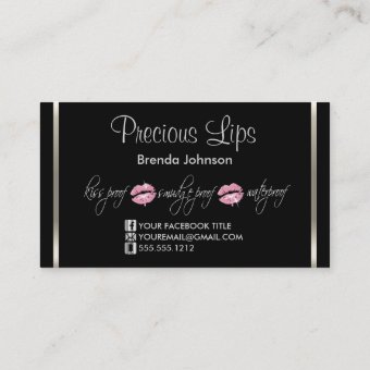 Pink Drip Lip and Silver Business Card | Zazzle