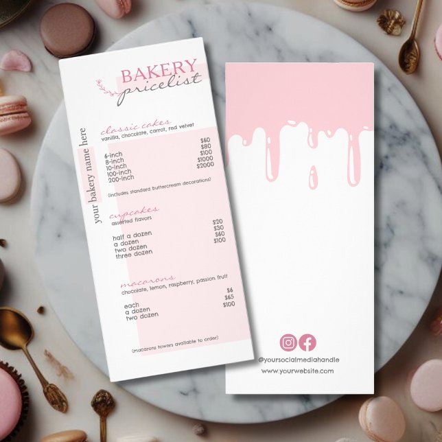 Pink Drip Menu Bakery Price List  (Creator Uploaded)
