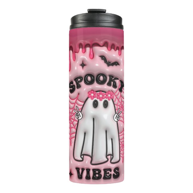 Pink Dripping Ghost  Thermal Tumbler (Front)