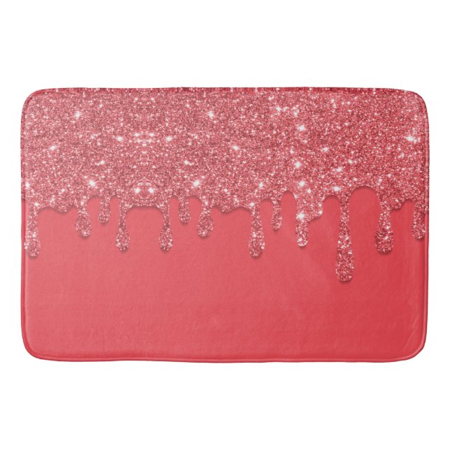 Pink Dripping Glitter Bath Mat (Front)