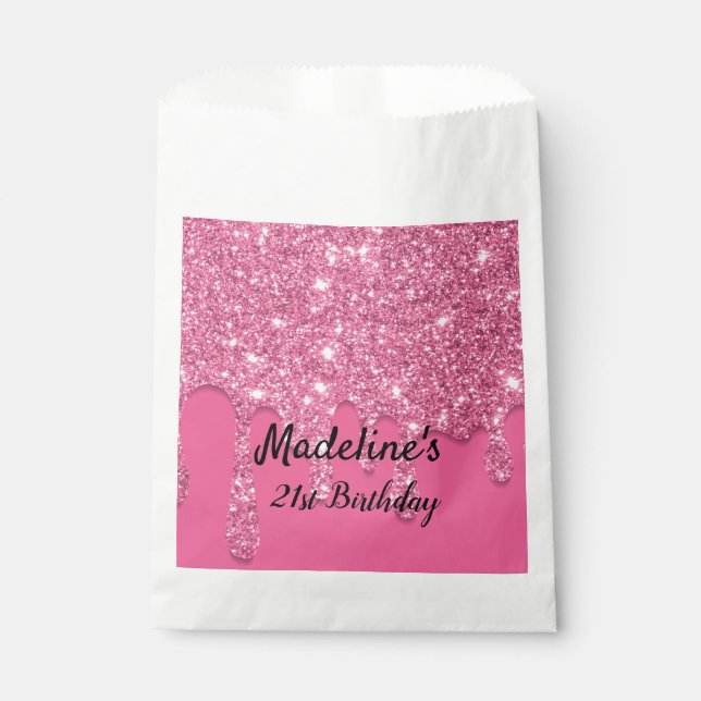 Pink Dripping Glitter  Favor Bag (Front)