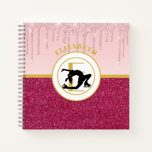 Pink Dripping Glitter Figure Skater Ice Dancer Notebook