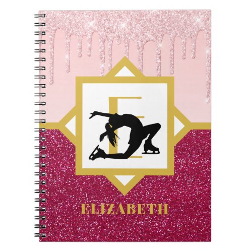 Pink Dripping Glitter Figure Skater Ice Dancer Notebook
