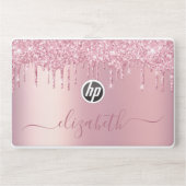 Pink Dripping Glitter Personalized HP Laptop Skin (Front)