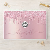 Pink Dripping Glitter Personalized HP Laptop Skin (Desk)