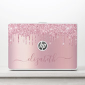 Pink Dripping Glitter Personalized HP Laptop Skin (Front)