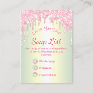 Pink Dripping Glitter Soap Fragrance Ingredients Business Card
