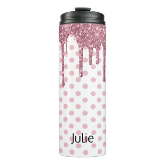 Pink Dripping Glitter Thermal Tumbler