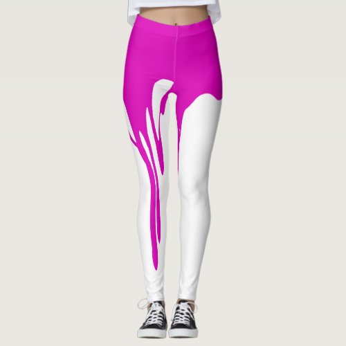 Pink Dripping Paint Leggings