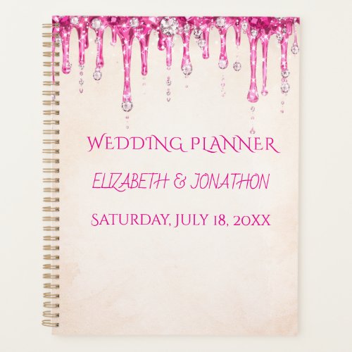 Pink Dripping Sparkle Elegant Wedding  Planner