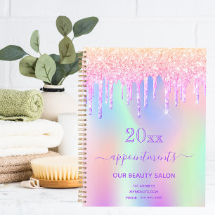 Pink drips holographic beauty salon 2025 planner