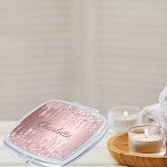 Pink Drips Name Elegant Sparkle Compact Mirror at Zazzle