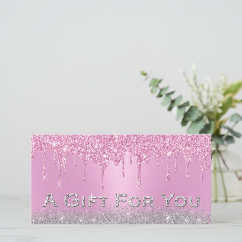 Pink Drips Silver Glitter Gift Salon Certificates