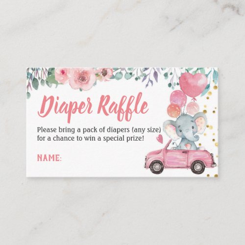 Pink Drive by Baby Shower Diaper Raffle Ticket Enclosure Card