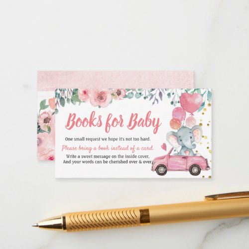 Pink Drive Through Boy Baby Shower Books For Baby Enclosure Card