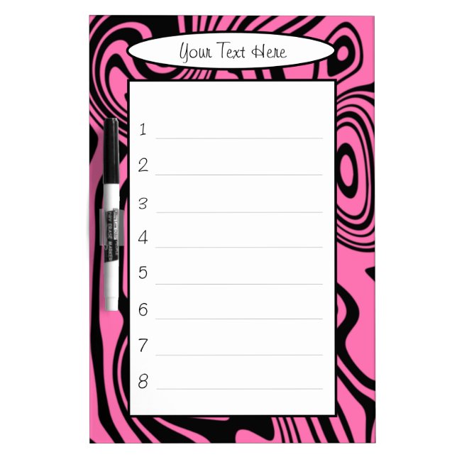 Pink Dry Erase Board Custom Text and Colors (Front)
