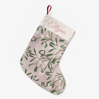 Pink Dual Design Mistletoe & Whimsical Bauble Small Christmas Stocking