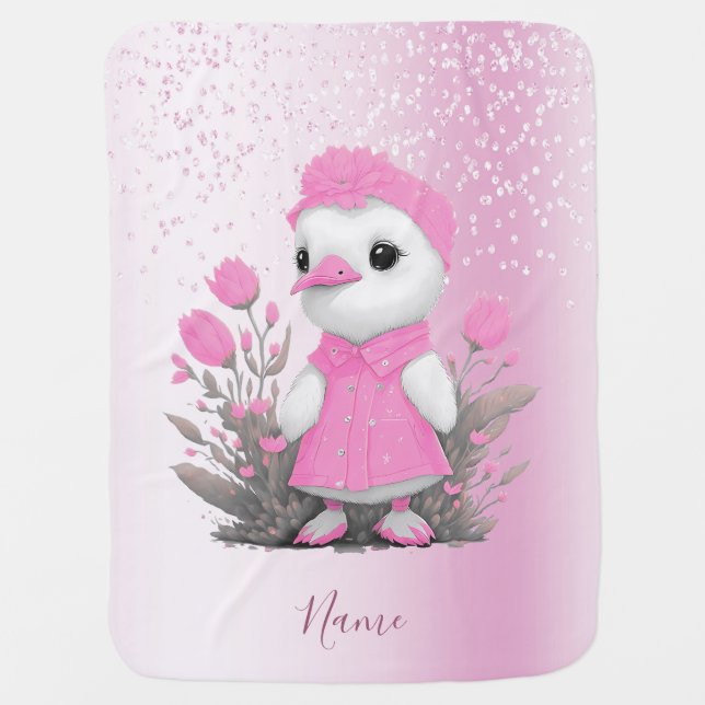 Pink Duck Baby  Blanket (Front)