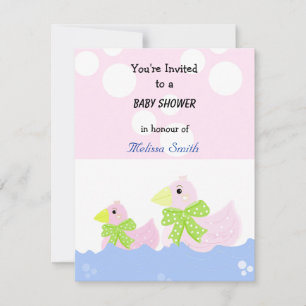 Pink Duck Baby Shower Invitation