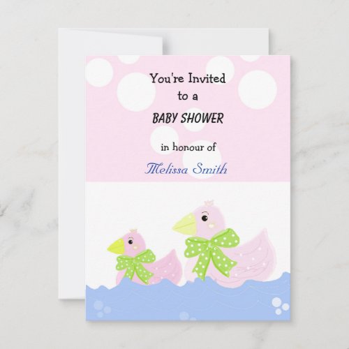 Pink Duck Baby Shower Invitation