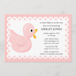 Pink Duck Baby Shower Invitation