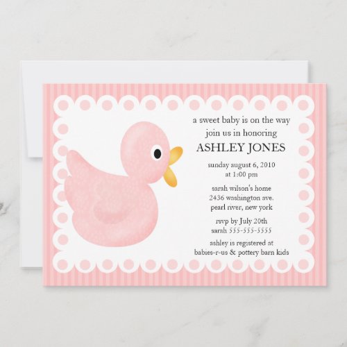 Pink Duck Baby Shower Invitation