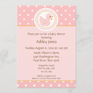 Pink Duck Baby Shower Invitation