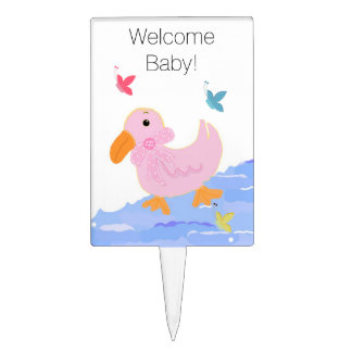 Pink Duck Baby Welcome Cake Topper